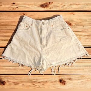 Pull&Bear white denim Jean Shorts Frayed Hem